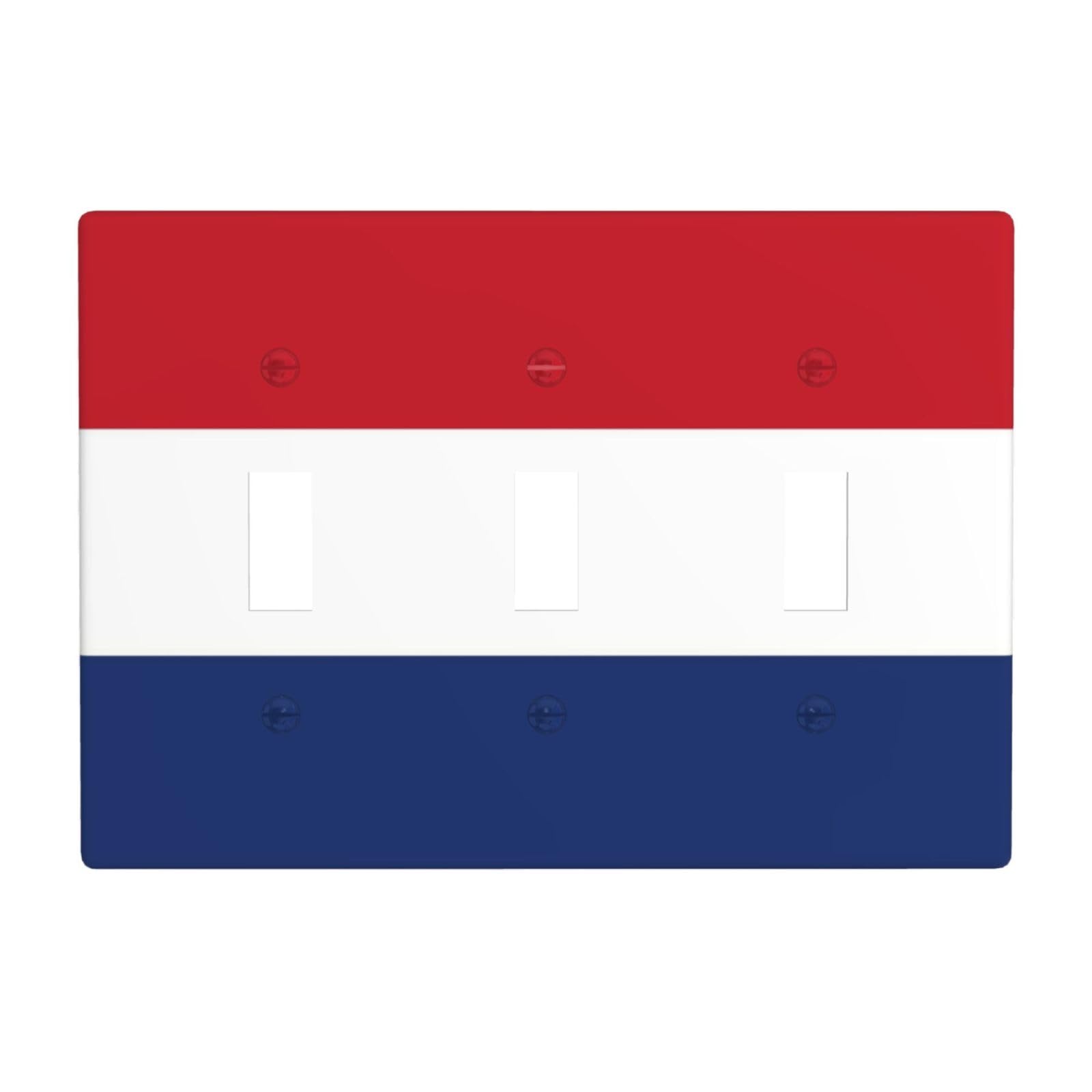 Netherland Flag 3 Gang Switch Plate Cover-Unbreakable Polycarbonate Wall Plate, Heat Resistant Toggle Switch Decor for Home