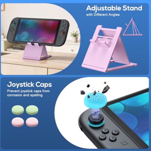 Image of Auarte [Charge Inside Switch 2 Carrying Case for Nintendo Switch 2 | Slim Travel Carry Cases for Switch 2 with Protective Cover Case (Light Purple, for Switch 2, Case Protector 5 in 1 Set)
