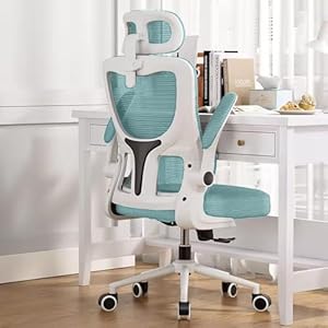 Mesh Office Chair High Back Ergonomic desk Chair with Lumbar Support and filp up Armrest Adjustable Headrest for Home Office Chair Swivel Mesh gaming Chair for Work, Study