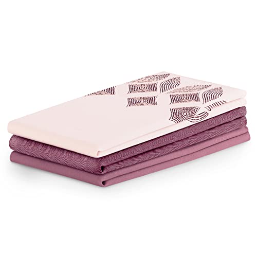 AmeliaHome 3er Set Geschirrtücher Baumwolle Küchentücher 50x70 cm Geometrisches Muster Letty Puderrosa Rosa
