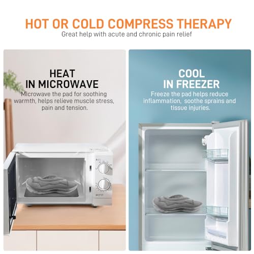Image of Microwavable Heat Pad for Neck and Shoulders, Warm Compress Wrap, Grey | Weighted Moist Heat for Back, Relief Sore Muscle Stress Tension, Gift for Women