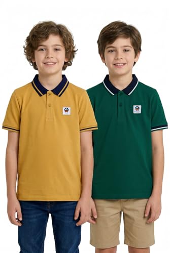 Image of Aventura Boys Polo T-Shirt Combo Pack of 2 - 100% Cotton Half Sleeve Collar T-Shirts for Boys (Age 5-12 Years)