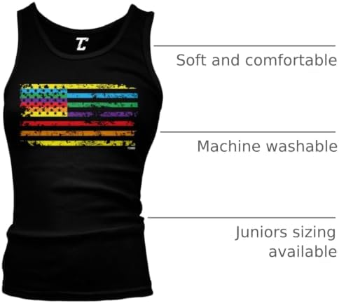 Rainbow American Flag - Gay Pride LGBTQ Juniors Tank Top image 5