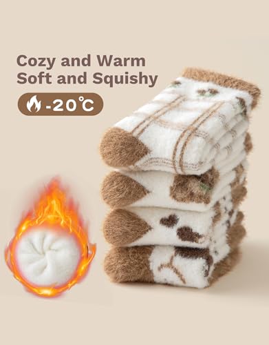 Toddler Girl Wool Home Sleeping Socks Seamless Thick Soft Warm Socks 4 Pairs Winter3