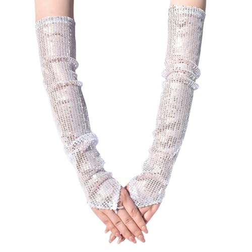 Aislor Sparkly Sequined Gloves Women Tea Party Elegant Fingerless Gloves for Evening Bridal Party2
