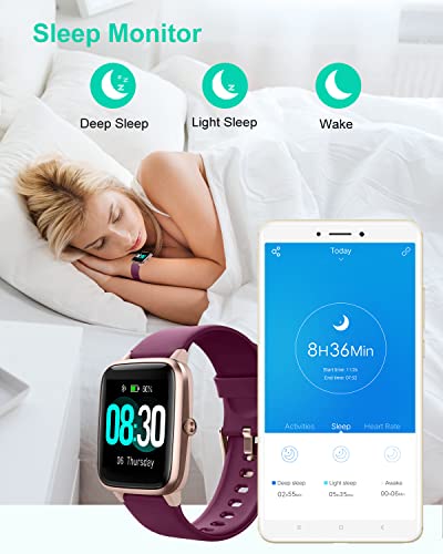 Grv Smart Watch For Ios And Android Phones, Watches For Women Ip68 Waterproof Smartwatch Fitness Tracker Watch With Heart Rate/Sleep Monitor Steps Calories Counter (Dark Purple) #TOP3