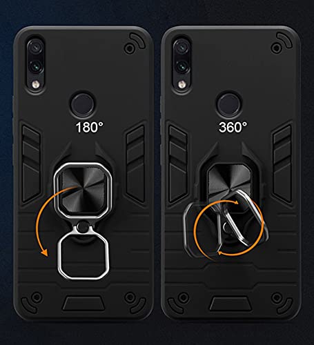 Image of Pikkme D5 Tough Armor Bumper Back Cover Case for Redmi Y3,Redmi 7 |Ring Holder & Kickstand in-Built (Black)
