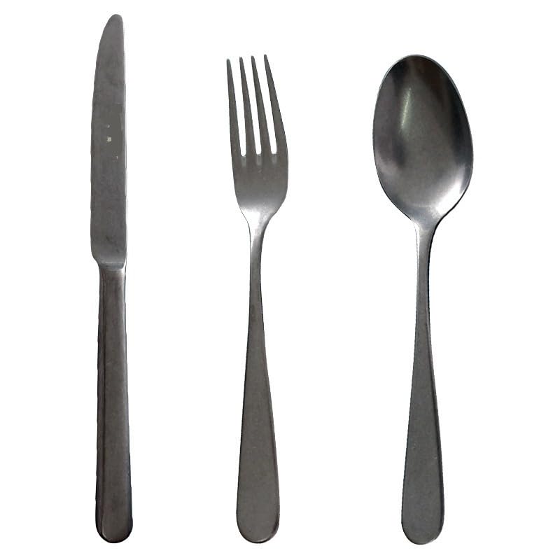 Ménagère de 3/12/18/24/30/36 pièces, Style rétro, Confortable, avec Couteau à Steak, Fourchette et cuillère à Dessert. 30 pièces en Argent pour 1 Personne (12 pièces en Argent pour 4 Personnes).