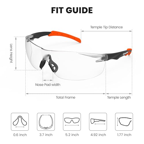 Image of Pickleball Safety Glasses Women Men, Protection, Classic Orange | ANSI Z87.1, Anti-Fog & Scratch Resistant Goggles for Work, Racquetball, Squash