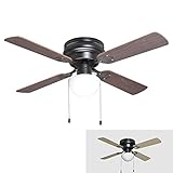 Oil Rubbed Bronze 42-Inch Hugger Low Profile Flush Mount Ceiling Fan with Light Kit