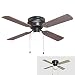 Oil Rubbed Bronze 42-Inch Hugger Low Profile Flush Mount Ceiling Fan with Light Kit