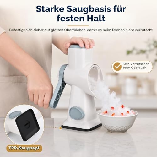 Foto von Manueller Eiscrusher & Slushy Maker,Tragbarer Crushed Ice Maker Mit Edelstahlklingen, Rutschfestem Saugfuß & Handkurbel – Einfach Zu Reinigen, Idealer Ice Crusher Für Sommergetränke Zuhause