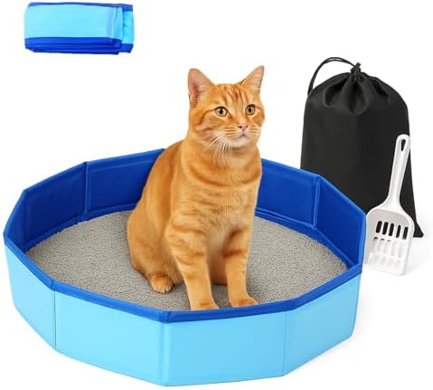 Portable Travel Litter Box for Cats with Scoop & Storage Bag – Fo...