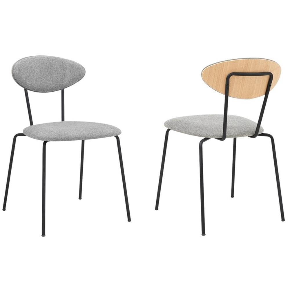 Armen Living Neo Modern Dining Room Chairs-Set of 2, Fabric Gray/Black Metal