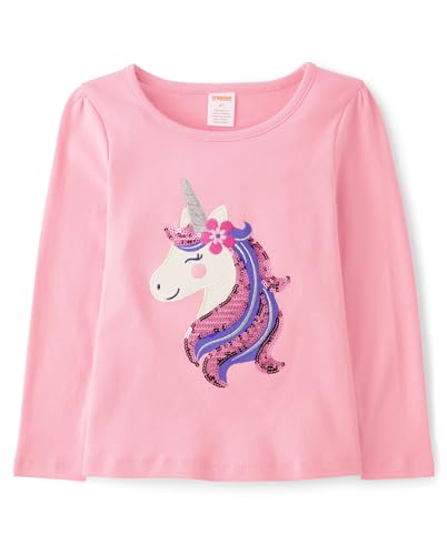 Gymboree,and Toddler Embroidered Graphic Long Sleeve T-Shirts,Pink Unicorn,18-24 Months