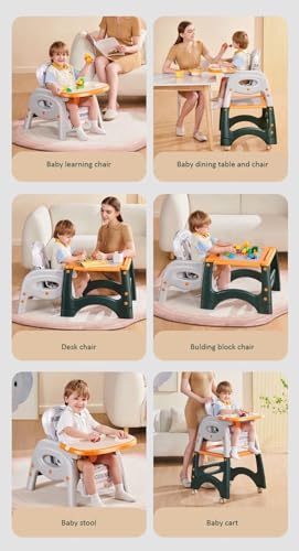 Image of StarAndDaisy 6-in-1 Baby High Chair | CAT Design Multifunctional Infant Feeding Chair | Chair & Table for Toddler | with Backrest & Plate Adjustment (Orange White)