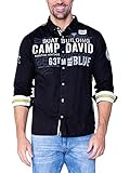 camp david hemd kariert durchgehende Knopfleiste Camp David Herren Twill-Hemd mit Logo Print und Stickereien