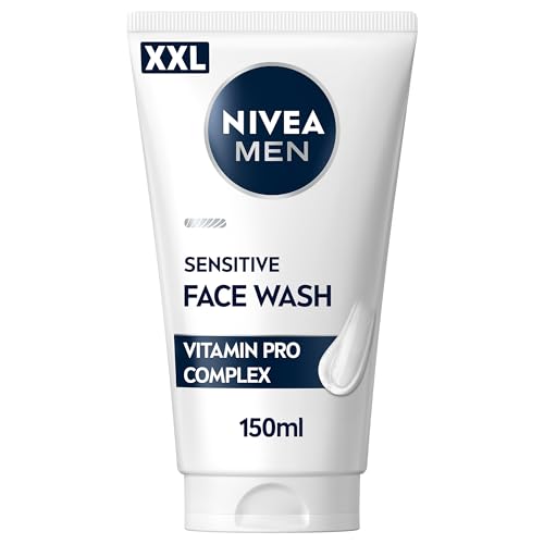 NIVEA MEN Sensitive Face Wash XXL (150ml), Soap-Free Face Wash for Men, Facial Cleanser with Chamomile Extract and Vitamin PRO Complex, Men's Skin Care Essentials