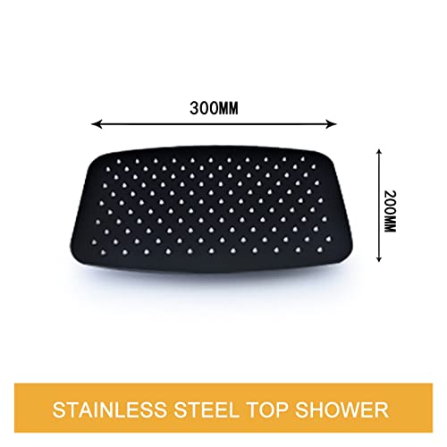 Bras de douche mural noir mat et tête rectangulaire grand format pour douche de pluie chic - 3