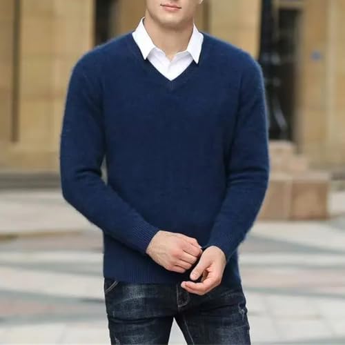 Men's V-Neck Knitted Sweater Thickened Pullover Warm Casual Plus Size Fall Winter Base Layer Top4