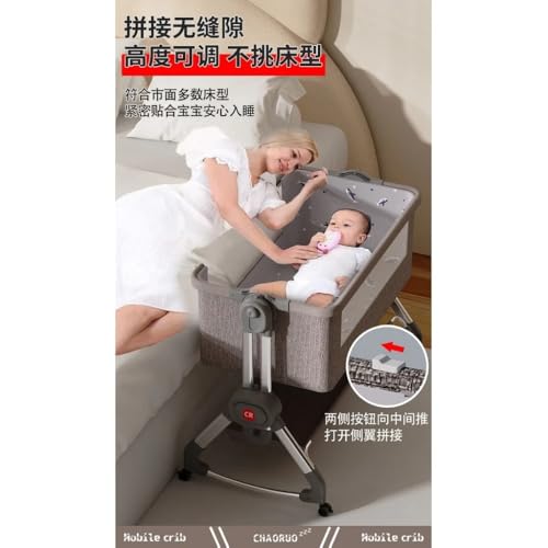 سرير اطفال متعدد الوظائف بمستويين للنوم، فتحة جانبية، طاولة تغيير، هزاز، ناجيت كبير، كود خزان الطفل 618 - العاب رائعة للاطفال (رمادي غامق)