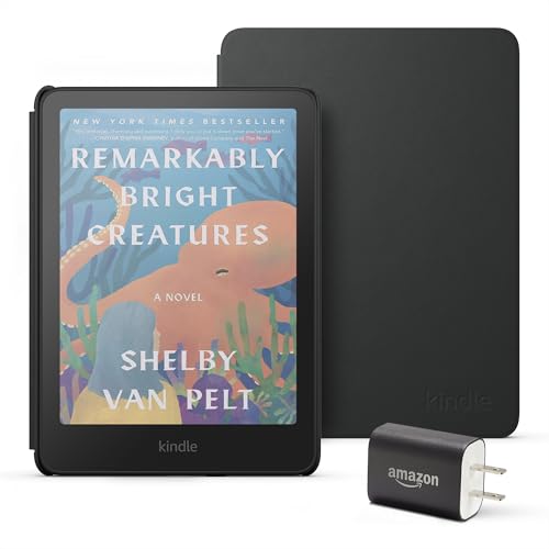 Amazon Kindle Colorsoft Essentials Bundle including Kindle Colorsoft (16 GB) – With color display - Black, Plant-Based Leather Cover-Black and Power Adapter - image 1