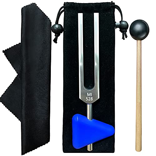 Casidoxi 528 Hz Tuning Fork for Healing with Silicone Hammer & Cleaning Cloth Chakra DNA Repair Sound Healing Instrument Tuning Forks