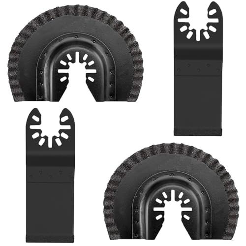 LEILUO - Juego de 4 cuchillas oscilantes de diamante de gran tamaño, en negro, para eliminación de lechada, herramienta multiusos de aleación, limpieza de mortero. Compatibles con DeWalt, Milwaukee