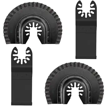 LEILUO 4Pcs Black Large Size Diamond Oscillating Multi Tool Blades for Grout Removal tool, Alloy tool Cleaning Mortar Fit DeWalt Milwaukee Makita Ryobi and More