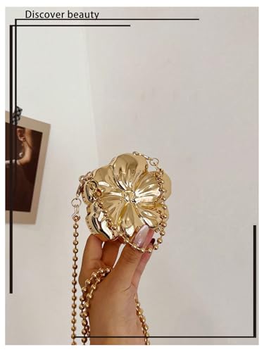 Milumia Women's Metallic Flower Shaped Mini Purse Crossbody Evening Handbags3