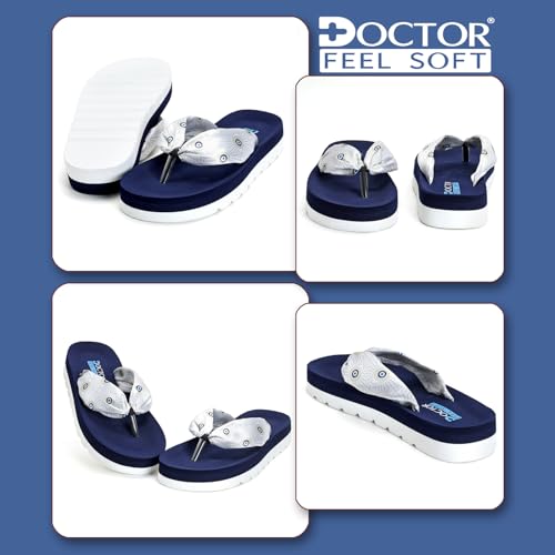 Image of DOCTOR FEEL SOFT Women's Cushioned Platform Slippers | Soft Fabric Padded Strap Flip Flops | Lightweight Shock Absorbing Sole for Everyday Wear Home, Casual & Relaxed Walking Use