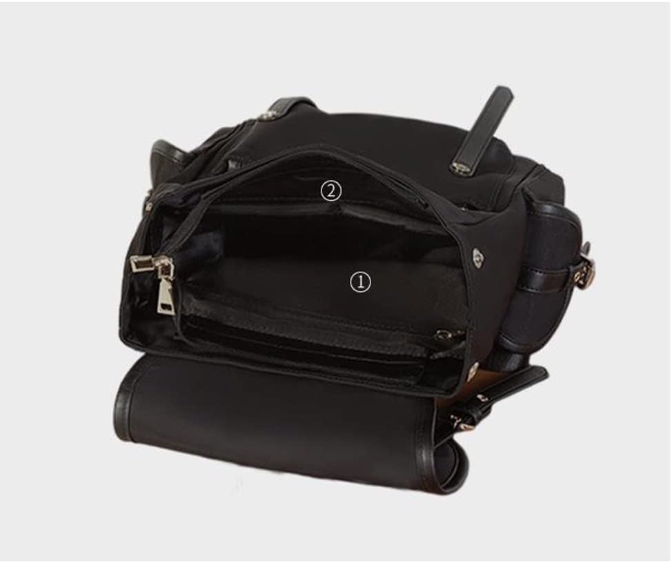 オックスフォード布バックパック防水ナイロンバックパックファッションオールマッチレディーススクールバッグ (色 : ブラック)