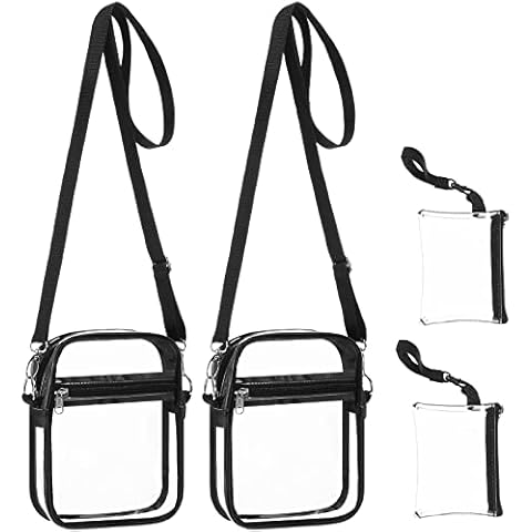 4 Piece Clear Purse Stadium Approved Bag Clear PVC Bag Waterproof Crossbody Clear Bags for Women Handbags Bag Clear Messenger Bag Tote for Men Concerts Work Sports Events Festivals, 2 Sizes Cover