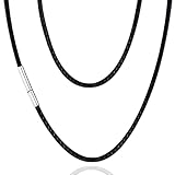 [swars] ネックレス メンズ チョーカー ワックスコード チェーン 紐 ステンレス 金属アレルギー対応 アクセサリー (2mm ブラック, 60)