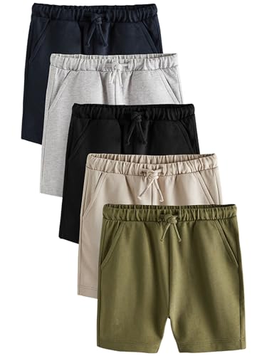 NEXT Jungen Jerseyshorts im 5er-Pack Khakigrün/Grau/Schwarz...