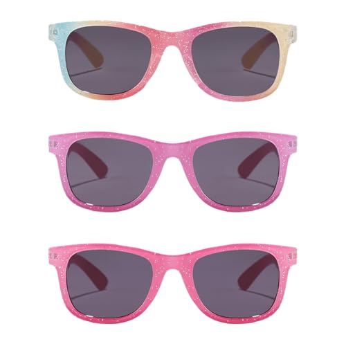 3 Pairs Kids Sunglasses UV 400 Protection Girls Princess Glitter Sun Glasse for Children Aged 2-8 Years2