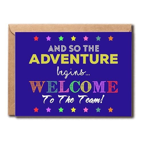 SNMDesigns The Adventure Begins Card - Welcome To The Team Card - Co-Worker Greeting Card - Funny Colleague Congrats Card - Fun Card