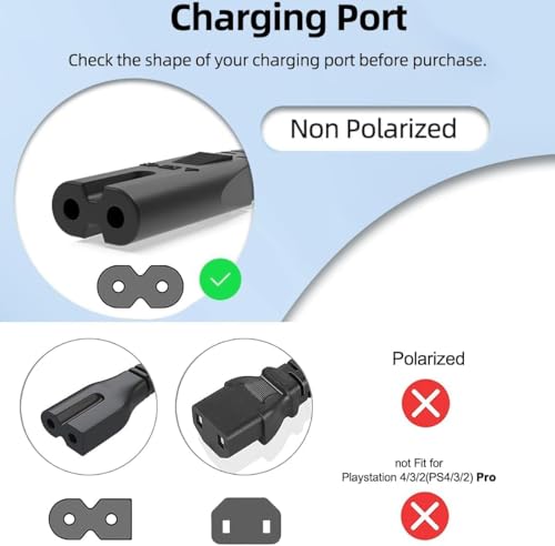 Image of 2 Prong AC Power Cord 5Ft Black, Universal Power Cable Replacement for Sony PS5 /PS4 /PS3 Slim, PlayStation 5 4 3, Xbox One X /S, Xbox Series X /S, TV, Printer, Speakers, Monitors Power Supply
