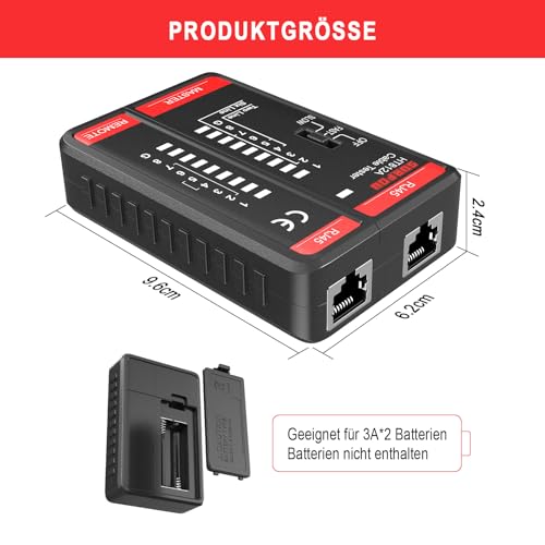 SURFOU Lan Tester Netzwerk Kabeltester, Rj45 Netzwerktester Für Cat7 Cat6 Cat Kabel, Netzwerkkabel Kabelprüfer Ethernet Network Cable Testgerät, Netzwerkkabeltester Internet Lan-kabel Prüfgerät