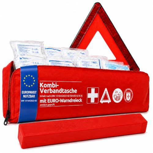 Erste-Hilfe-Set mit Warndreieck - Verbandtasche DIN 13164, StVZO-konform