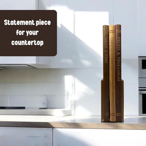Brrnoo Juego de Tablas de Cortar para Libros, 3 Piezas, Tablas de Cortar de Madera, para Servir, de con Soporte de Madera para Exhibición de Cocina, Embutidos,