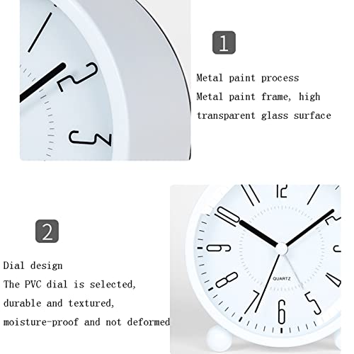 Reloj despertador silencioso de metal con función de luz nocturna para un descanso sin tictac 4