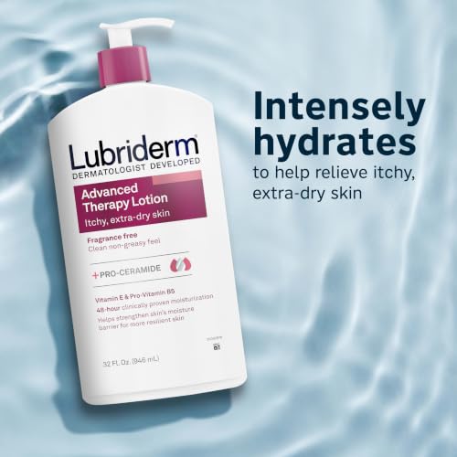 Lubriderm Advanced Therapy Body Lotion, Fragrance-Free Lotion for Extremely Dry Skin, Pro-Ceramide Hydration for Itchy, Dry, Sensitive Skin, Hand and Body Lotion, Non-Greasy, Hypoallergenic, 32 Fl Oz - Image 4