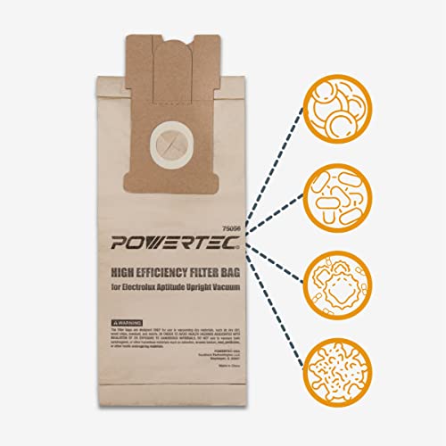 Image of POWERTEC EL204B Vacuum Bags for Electrolux 20PK, Replacement Dust Bags for Aptitude Upright 5010, EL5010, EL5010A, EL5010A-1, EL5010AZ, Filter Bags (75056-P2)