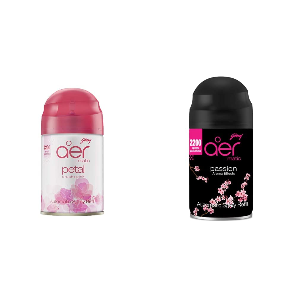 Godrej aer matic, Automatic Air Freshener Refill Pack - Violet Valley Bloom (225 ml) & aer Smart Matic – Automatic Air Freshener Refill, Premium Fragrance - Alive (2200 sprays)