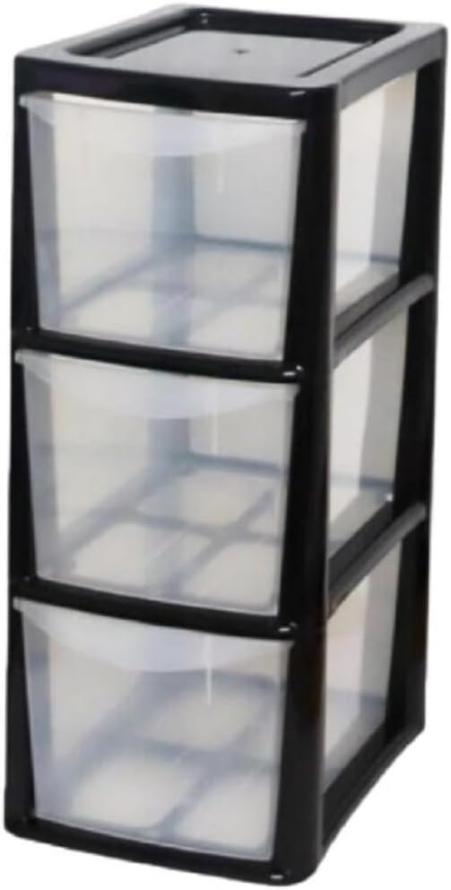 3 Tier Drawer Medium A5 Size Tower Storage Unit Homes, Kitchen, Schools, Offices Plastic Drawer Organizer Desktop Stationary, Art Supplies, Shoes, Small Toys, (3 Drawers Medium Black) โ image 1