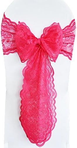 (5 PCS Wholesale 9 in x108 in Lace Chair Sashes, Lace Wedding Chair Bows, Lace Chair Bow Ties, Lace Chair Tie Backs, for Wedding Décor Events Banquet Party Supplies - Orange