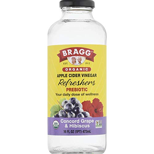 Bragg Organic Apple Cider Vinegar Concord Grape & Hibiscus, 16 fl oz (Pack of 2)