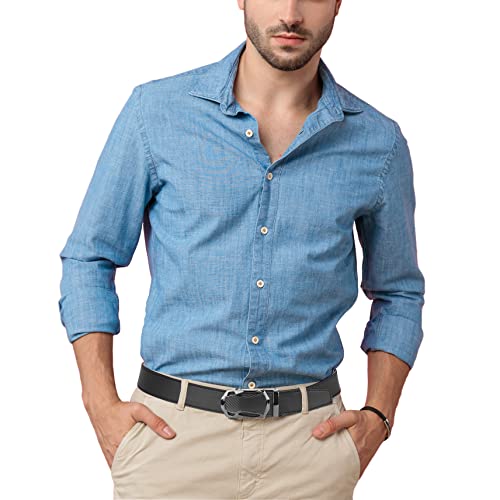 Image of Lavemi Men's Real Leather Ratchet Dress Belt with Automatic Buckle,Elegant Gift Box