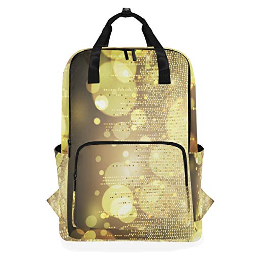 Circular Golden Lights - Mochila ligera y portátil unisex resistente al agua para portátil de 14 pulgadas para niños y niñas hombres y mujeres